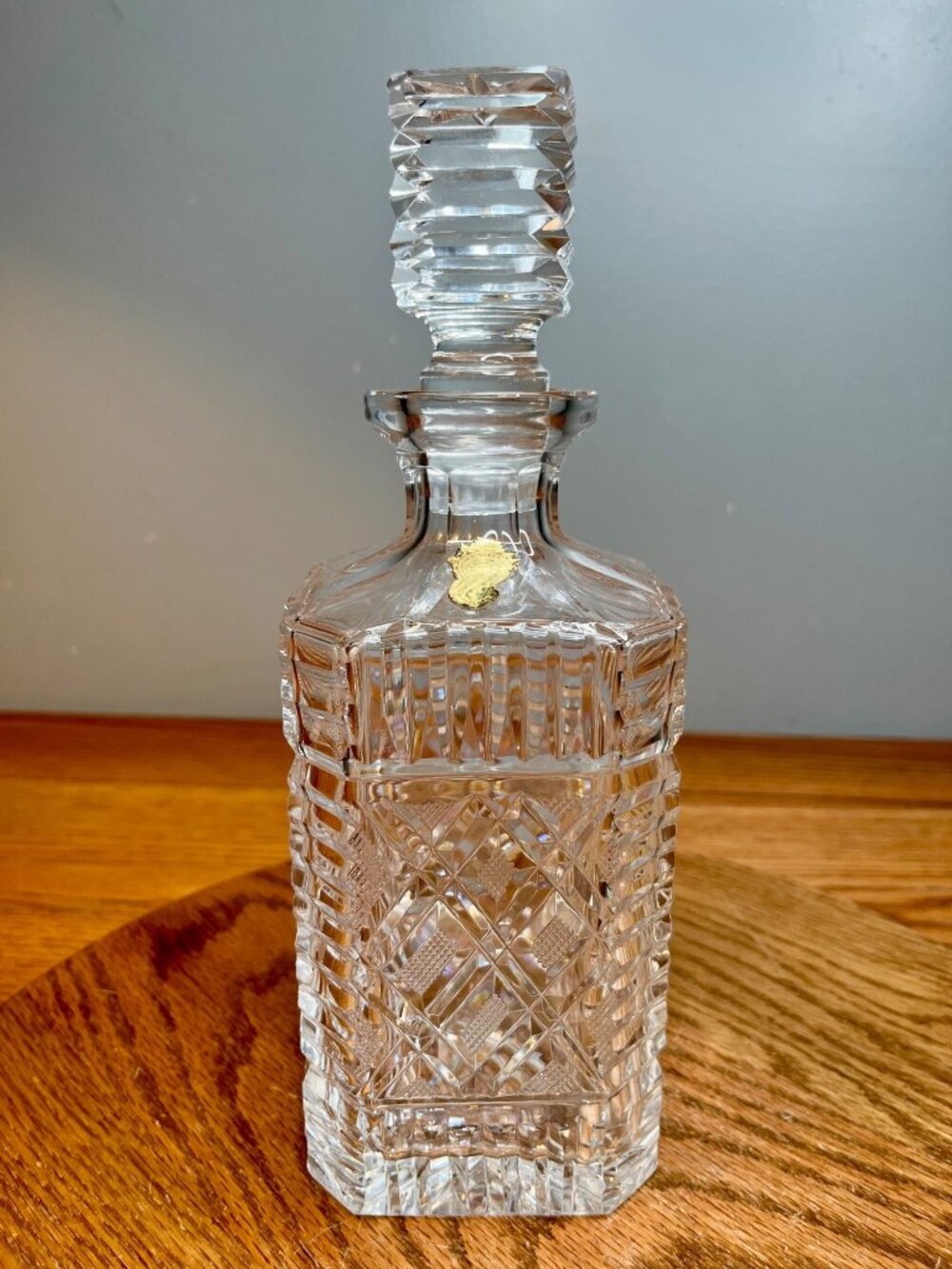 Rare Vintage Waterford Master Cutter Crystal Decanter " Strawberry Cut Square "
